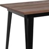Flash Furniture Rectangle Black Metal Table, 30.25" x 60", 30.25" W, 60" L, 30.5" H, Wood Top, Wood Grain CH-61010-29M1-BK-GG